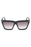 Tom Ford Eden 56mm Gradient Geometric Sunglasses In Black Gradient Smoke Pink