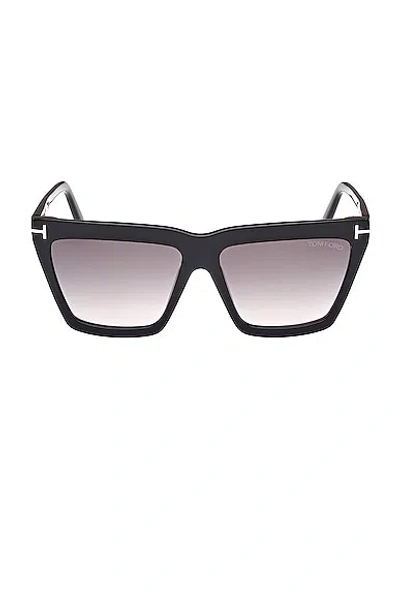 Tom Ford Eden Smoke Gradient Geometric Ladies Sunglasses Ft1110 01b 56 In Black