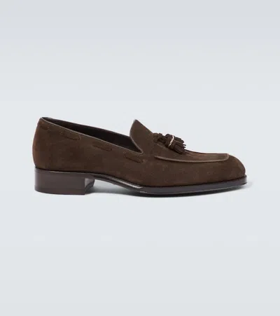 Tom Ford Edgar Suede Loafers In Brown
