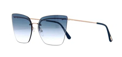 Pre-owned Tom Ford Edie-02 Ft 1116 Black/blue Grey Shaded Mirrored (01x) Sunglasses In Blue Shaded Mirror
