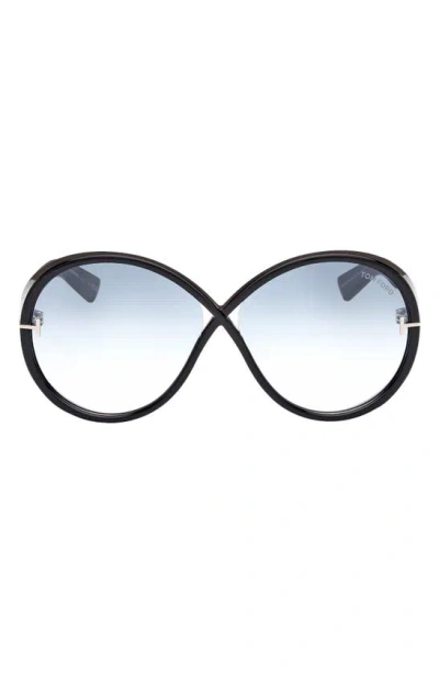 Tom Ford Women's Edie 2 Round-frame Shiny Black Injected Sunglasses