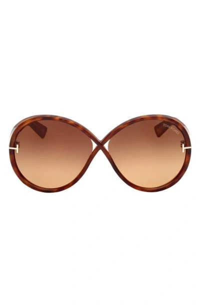 TOM FORD EDIE 02 ROUND SUNGLASSES, 64MM 