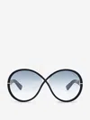 Tom Ford Women's Edie 2 Round-frame Shiny Black Injected Sunglasses In Black
