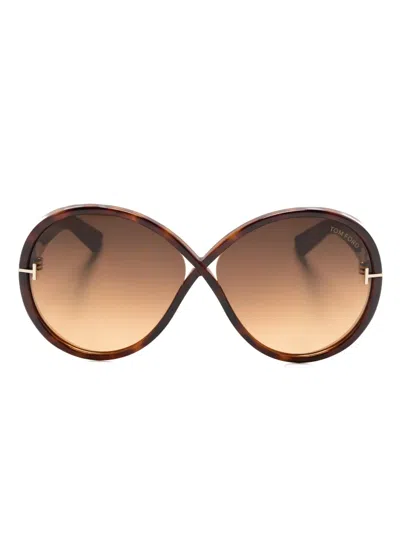 Tom Ford Edie Oversize-frame Sunglasses In Brown