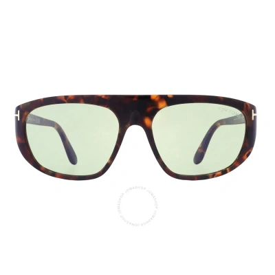 Tom Ford Edward Green Browline Unisex Sunglasses Ft1002 52n 58 In Dark / Green