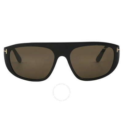 Tom Ford Edward Roviex Browline Unisex Sunglasses Ft1002 01j 58 In Black