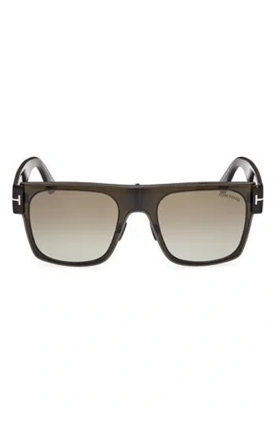 Tom Ford Edwin 54mm Square Sunglasses In Mastic / Brown Mirror