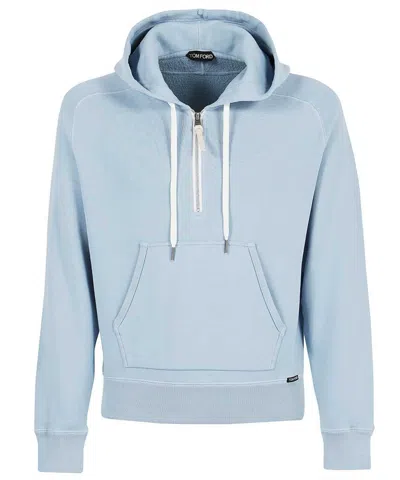 Tom Ford Edy Hooded Wool Sweater In Blue