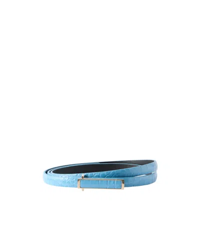 Tom Ford Effect Leather Belt In Purple
