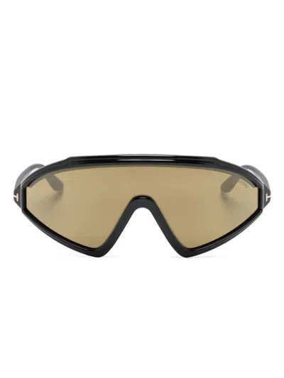 Tom Ford Effortless Style: Lorna Shield-frame Sunglasses In Black