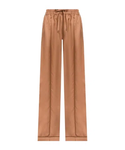 Tom Ford Drawstring Silk Trousers In Brown