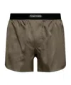 Tom Ford Elastic Waist Shorts In Green