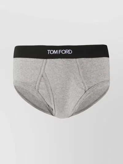 Tom Ford Elastic Waistband Brief Seam Detailing In Gray