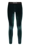 Tom Ford Leggings In Velvet Texture And Elasticated Waistband In Green
