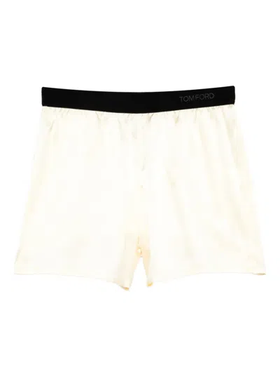 Tom Ford Elasticated-waistband Pajama Shorts In White