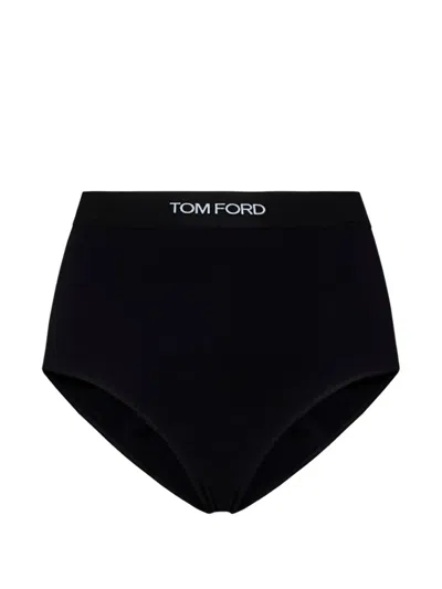 Tom Ford Elasticated-waistband Logo Briefs In Black