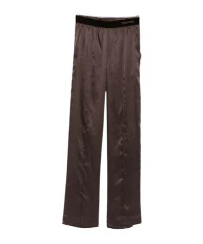 Tom Ford Elastic-waist Casual Trousers In Brown