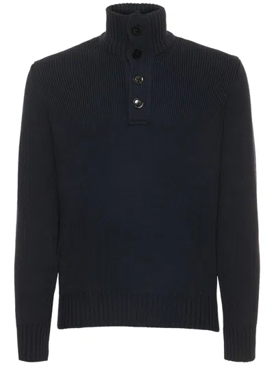 Tom Ford Elegant Blue Sweater With High Collar In Brown
