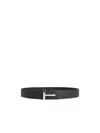 Tom Ford Elegant Brown And Black Calfskin Belt Made