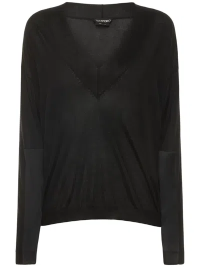 Tom Ford Elegant Long-sleeve Shirt With V-neck In Black