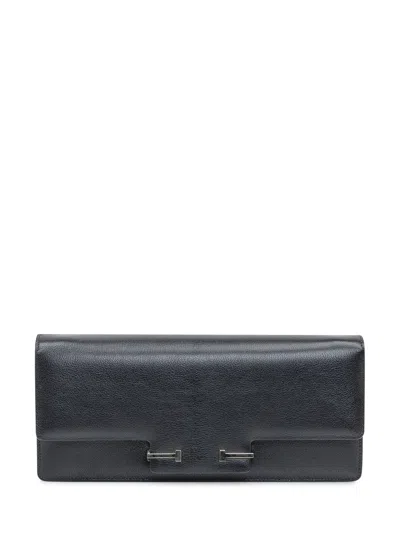 Tom Ford Elegant Mini Leather Clutch With Metallic Closure In Black