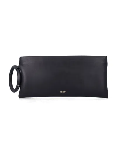 Tom Ford Elegant Nappa Leather Aura Clutch - 15x31 Cm In Black