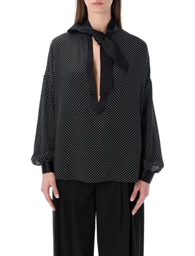 Tom Ford Elegant Polka Dot Tunic Top - Size 38 In Black