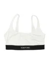 Tom Ford White Bralette With Contrasting Logo Print In Modal Stretch Woman In Bianco