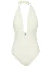 Tom Ford Elegant White Swimsuit With A Deep Neckline In White