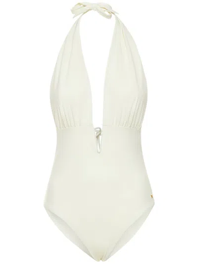 Tom Ford Elegant White Swimsuit With A Deep Neckline