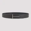 Tom Ford Dark Brown Reversible Textured Silver Buckle Belt In Animal Print