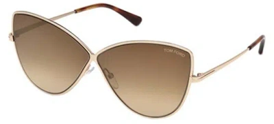 Pre-owned Tom Ford Elise-02 Ft 0569 Shiny Rose Gold/brown Mirror (28g L) Sunglasses