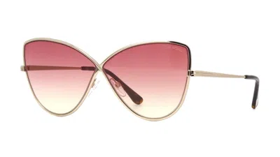 Pre-owned Tom Ford Elise-02 Ft 0569 Shiny Rose Gold/burgundy Shaded (28t A) Sunglasses