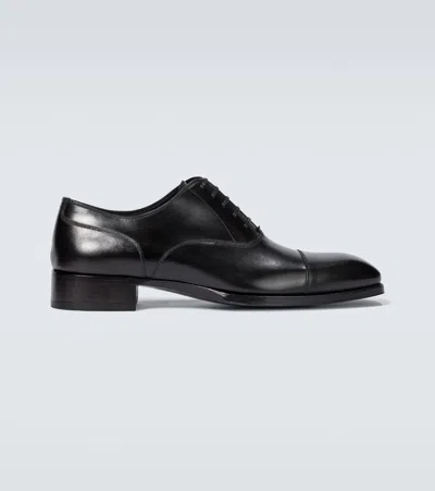 Tom Ford Whole-cut Glossed-leather Oxford Shoes In Black