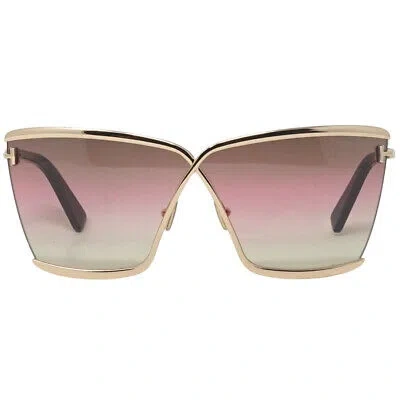 Pre-owned Tom Ford Elle Ft0936 28f Shiny Rose Gold Sunglasses In Pink
