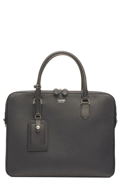 Tom Ford Elliot City Grained Leather Briefcase In Black