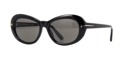 Pre-owned Tom Ford Elodie Ft 0819 Black/smoke (01a) Sunglasses In Gray