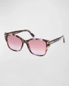 Tom Ford Elsa Gradient Acetate Butterfly Sunglasses In Shiny Violet Hava