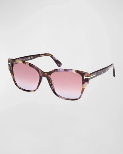 Tom Ford Elsa Gradient Acetate Butterfly Sunglasses In Havana/pink Gradient