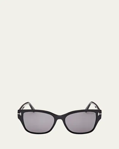 Tom Ford Elsa Polarized Acetate Butterfly Sunglasses In Black