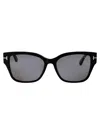 Tom Ford Nora 57mm Gradient Cat Eye Sunglasses In 01d Nero Lucido / Fumo Polar