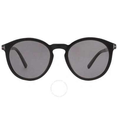 Tom Ford Elton Polarized Smoke Round Men's Sunglasses Ft1021-n 01d 51 In Black