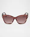 Tom Ford Elvira Cat Eye Acetate Sunglasses In Colhav/bordg