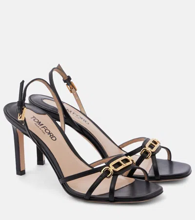 Tom Ford Embellished Leather Sandals In Black