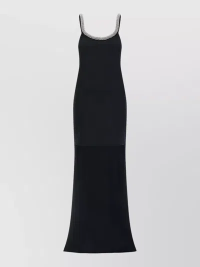 Tom Ford Embellished Neckline Sleeveless Floor Length Dress In Black