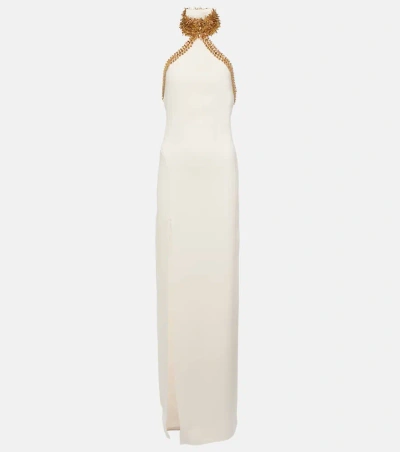 Tom Ford Embellished Silk-blend Gown In White