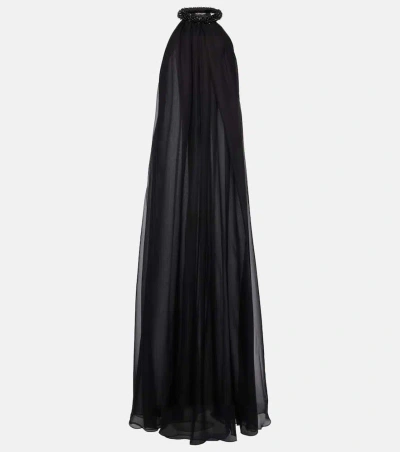 Tom Ford Embellished Silk Chiffon Gown In Black