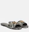 Tom Ford Embellished Zebra-print Sandals In Black / Beige