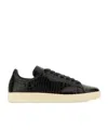Tom Ford Textured Crocodile Pattern Sneakers With Rubber Sole In Black