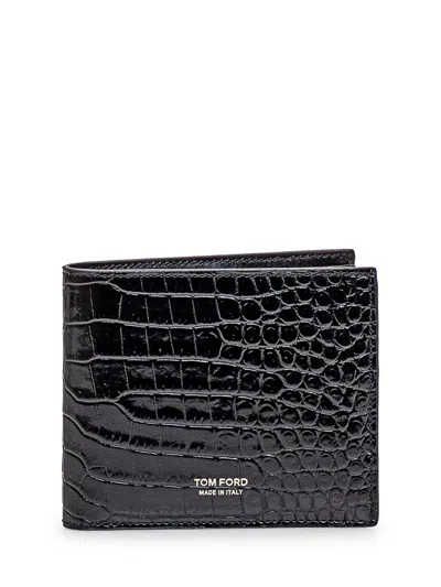 Tom Ford Embossed Bifold Wallet In Black
